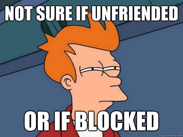 Not sure if unfriended Or if blocked  Futurama Fry