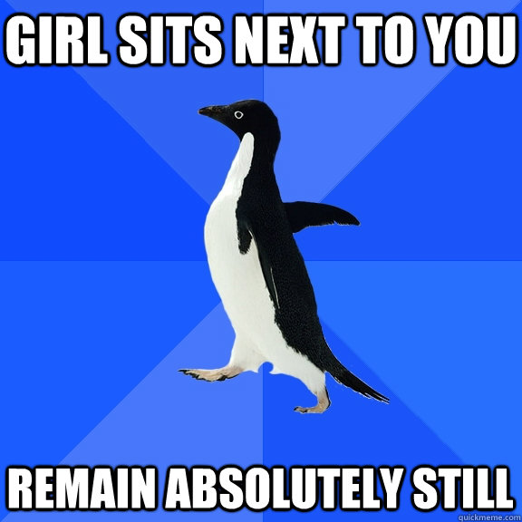 Girl sits next to you remain absolutely still  Socially Awkward Penguin