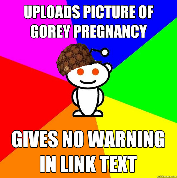 uploads picture of gorey pregnancy gives no warning in link text  Scumbag Redditor