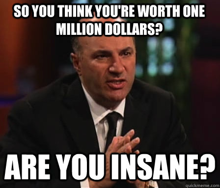 so you think you're worth one million dollars? are you insane?  