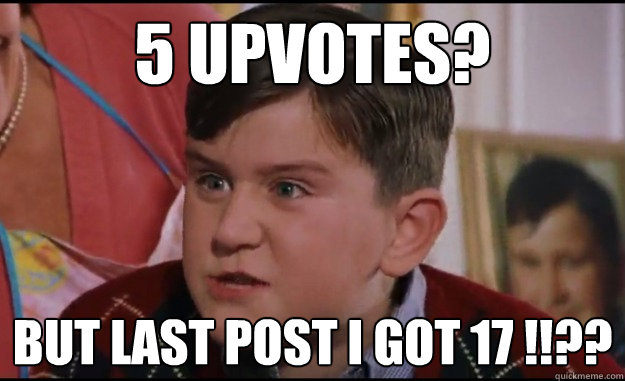 5 upvotes? But last post i got 17 !!??  