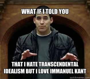 What if I told you that I hate transcendental idealism but i love Immanuel Kant  