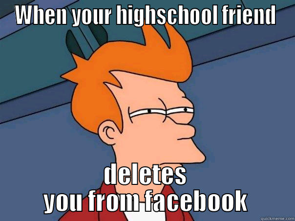 WHEN YOUR HIGHSCHOOL FRIEND DELETES YOU FROM FACEBOOK Futurama Fry