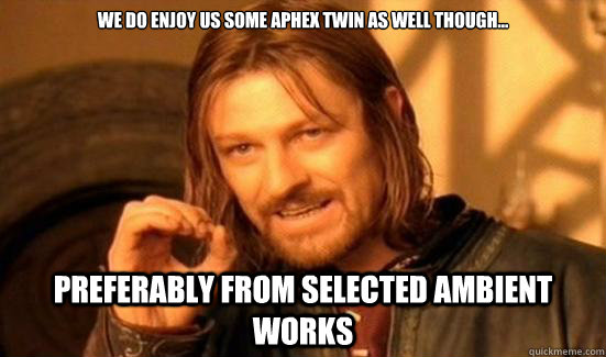we do enjoy us some aphex twin as well though... preferably from selected ambient works  Boromir