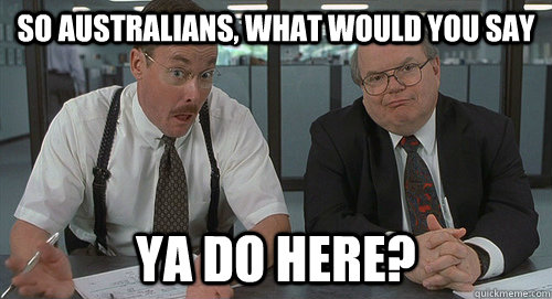 So Australians, what would you say ya do here? - So Australians, what would you say ya do here?  what do you do here