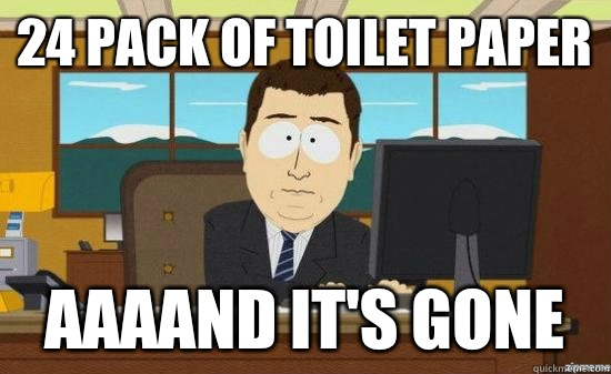 24 pack of toilet paper AAAAND It's GONE  aaaand its gone