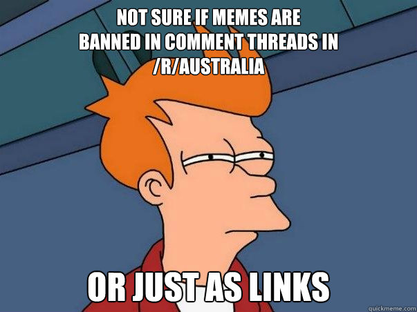 Not sure if Memes are
Banned in comment threads in 
/r/Australia or just as links  Not sure Fry