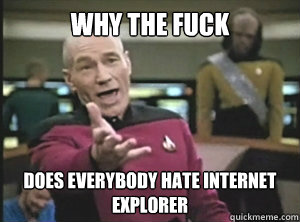 why the fuck Does everybody hate Internet explorer - why the fuck Does everybody hate Internet explorer  Annoyed picard about shitty watercolor and karmanaut
