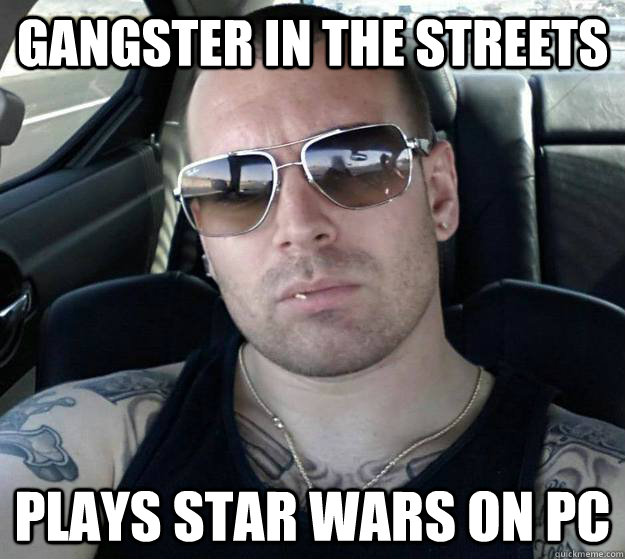 Gangster in the streets plays star wars on pc  