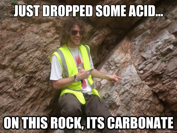 Just dropped some acid... on this rock, its carbonate  Sexual Geologist