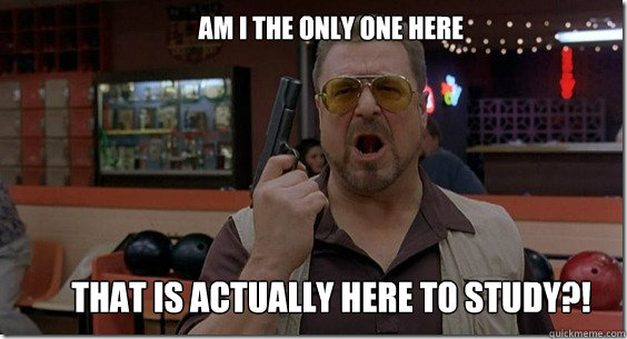 That is actually here to study?!    Am I the only one here  Walter Sobchak Rules