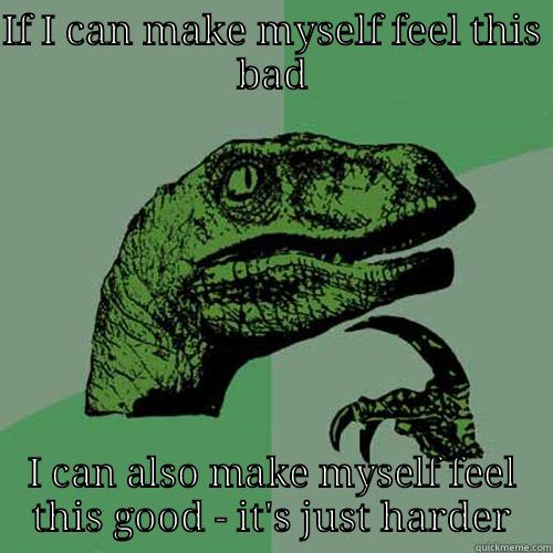IF I CAN MAKE MYSELF FEEL THIS BAD I CAN ALSO MAKE MYSELF FEEL THIS GOOD - IT'S JUST HARDER Philosoraptor