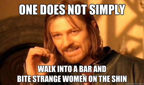 One Does Not Simply Walk into a bar and 
bite strange women on the shin - One Does Not Simply Walk into a bar and 
bite strange women on the shin  Boromir