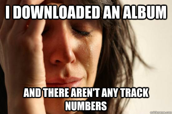 i downloaded an album and there aren't any track numbers  First World Problems