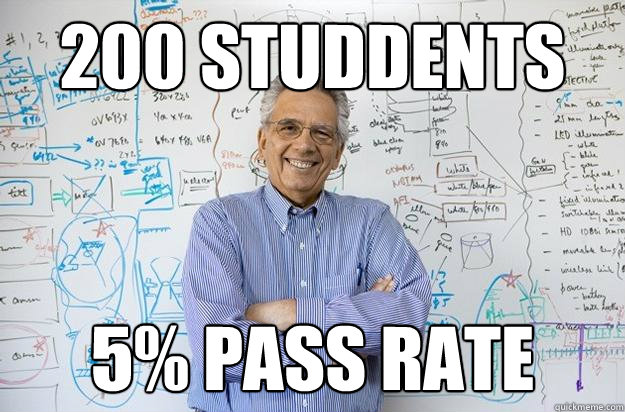 200 STUDDENTS 5% PASS RATE  Engineering Professor