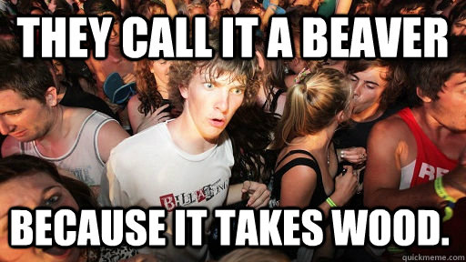 they call it a beaver because it takes wood.  Sudden Clarity Clarence