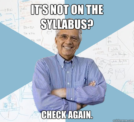 It's not on the syllabus? Check again.  EngineeringProfessor