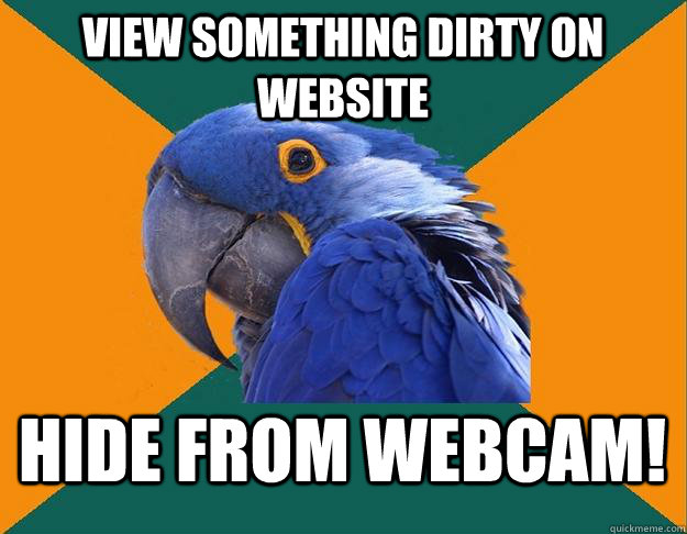 view something dirty on website hide from webcam!  Paranoid Parrot