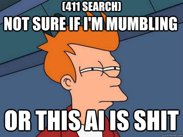 Not sure if I'm mumbling Or this AI is shit (411 Search)  Not sure if deaf