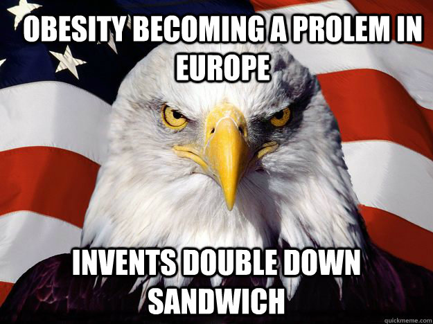 Obesity becoming a prolem in Europe Invents Double Down Sandwich  One-up America