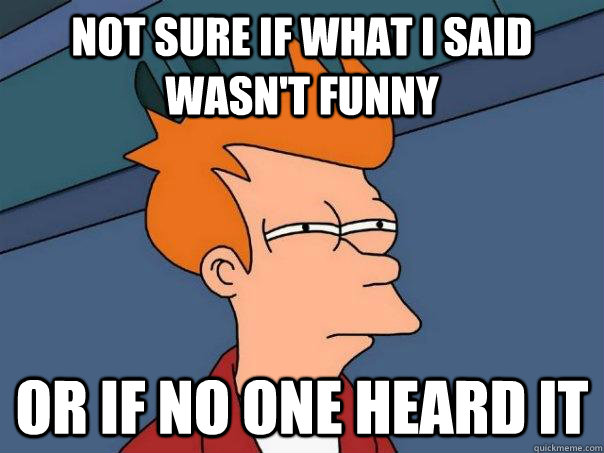 Not sure if what I said wasn't funny Or if no one heard it  Futurama Fry