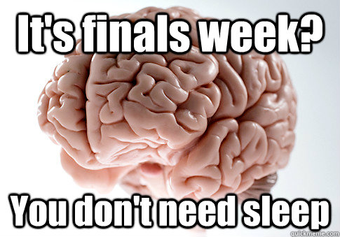 It's finals week? You don't need sleep   Scumbag Brain