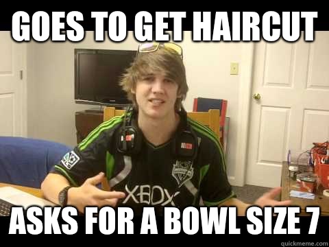 Goes to get haircut Asks for a bowl size 7  