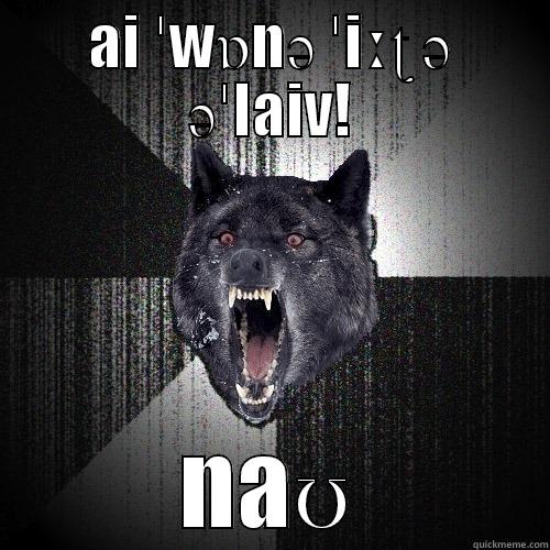 AI ˈWⱰNƏ ˈIːƮ Ə ƏˈLAIV! NAƱ Insanity Wolf