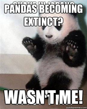 Pandas becoming extinct? wasn't me!  