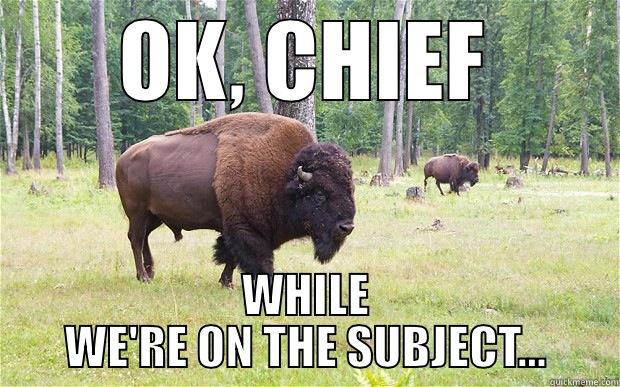 OK, CHIEF WHILE WE'RE ON THE SUBJECT... Misc