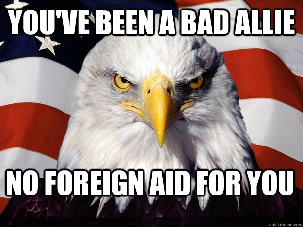 you've been a bad allie  no foreign aid for you  One-up America