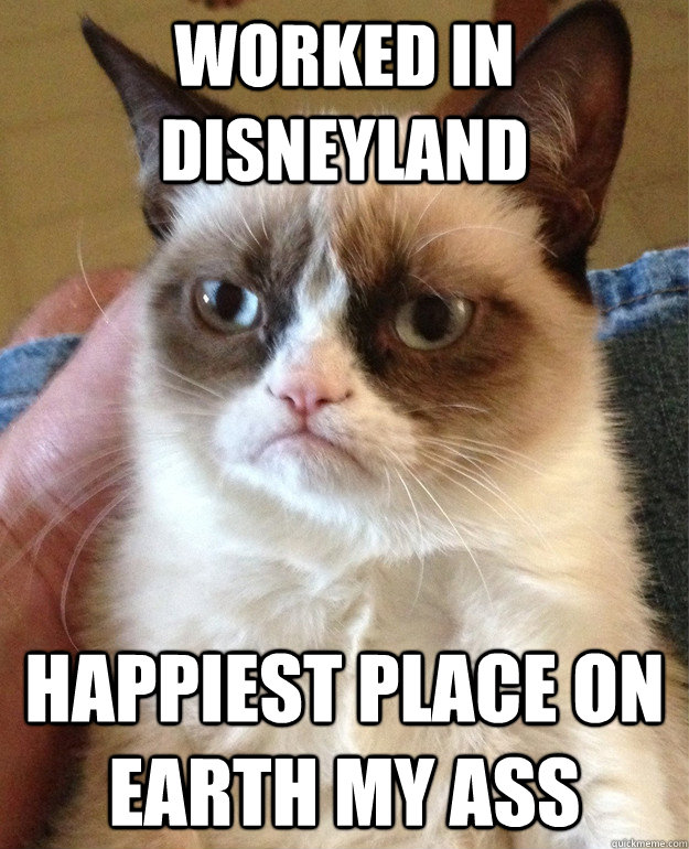 Worked in DISNEYLAND HAPPIEST PLACE ON EARTH MY ASS  Grumpy Cat