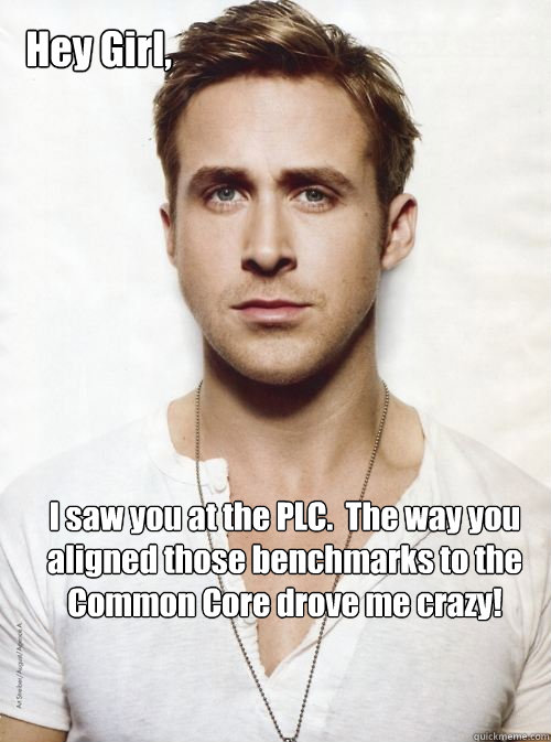 Hey Girl, I saw you at the PLC.  The way you aligned those benchmarks to the Common Core drove me crazy!  