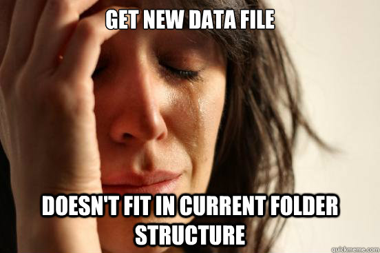 get new data file doesn't fit in current folder structure - get new data file doesn't fit in current folder structure  First World Problems