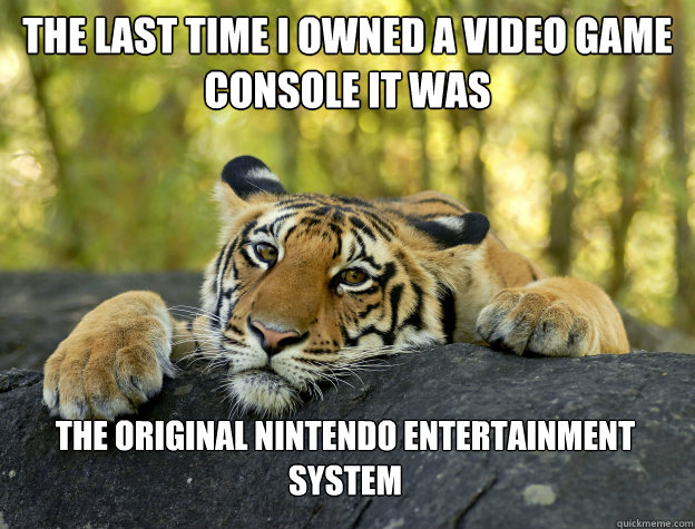 The last time I owned a video game console it was the original nintendo entertainment system  Confession Tiger