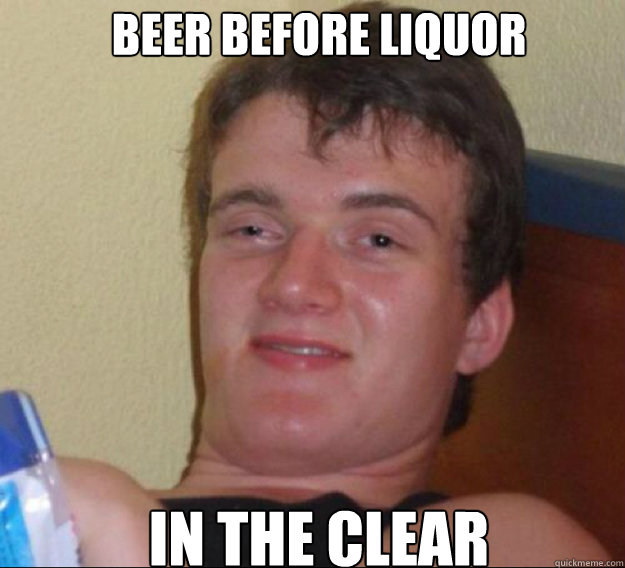Beer before liquor In the clear Caption 3 goes here  ten guy