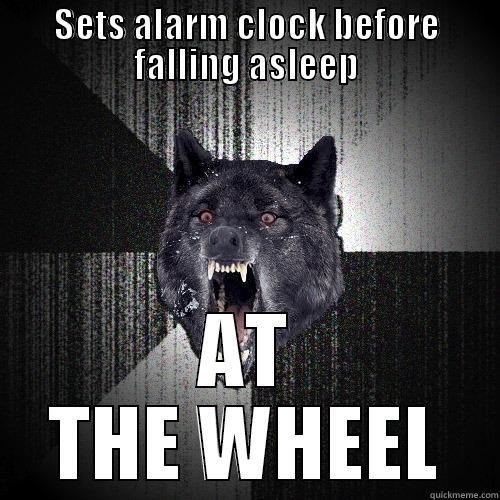 SETS ALARM CLOCK BEFORE FALLING ASLEEP AT THE WHEEL Insanity Wolf