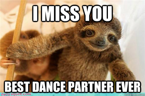 I miss you best dance partner ever  i miss you baby sloth