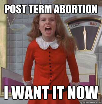 post Term abortion I want it now  Veruca Salt