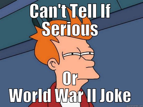 CAN'T TELL IF SERIOUS OR WORLD WAR II JOKE Futurama Fry