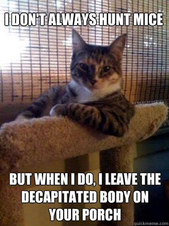 I don't always hunt mice but when i do, i leave the decapitated body on your porch  The Most Interesting Cat in the World