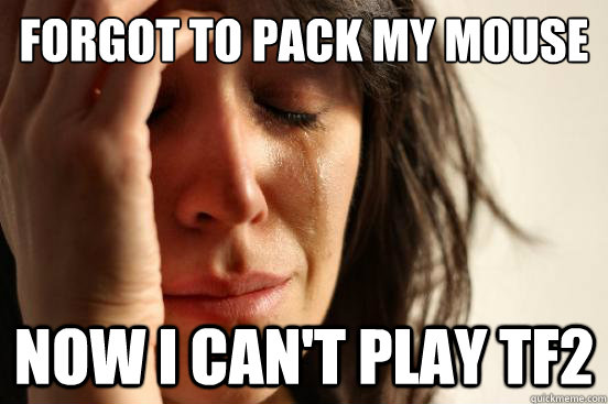 Forgot to pack my mouse Now I can't play TF2  First World Problems