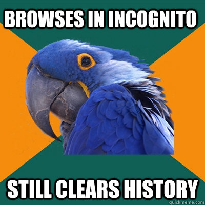 Browses in incognito still clears history  Paranoid Parrot