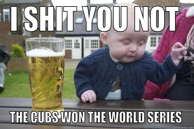 I SHIT YOU NOT THE CUBS WON THE WORLD SERIES drunk baby