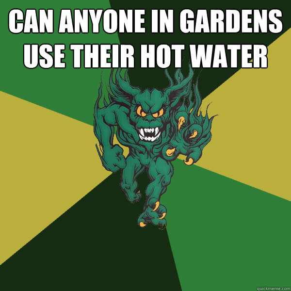 Can anyone in gardens use their hot water   Green Terror