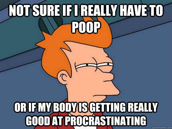 Not sure if i really have to poop or if my body is getting really good at procrastinating  Futurama Fry
