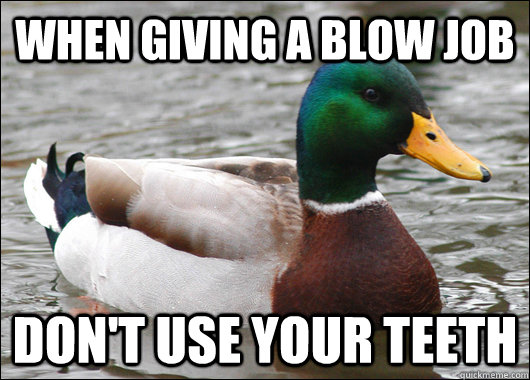 When giving a blow job don't use your teeth  Actual Advice Mallard