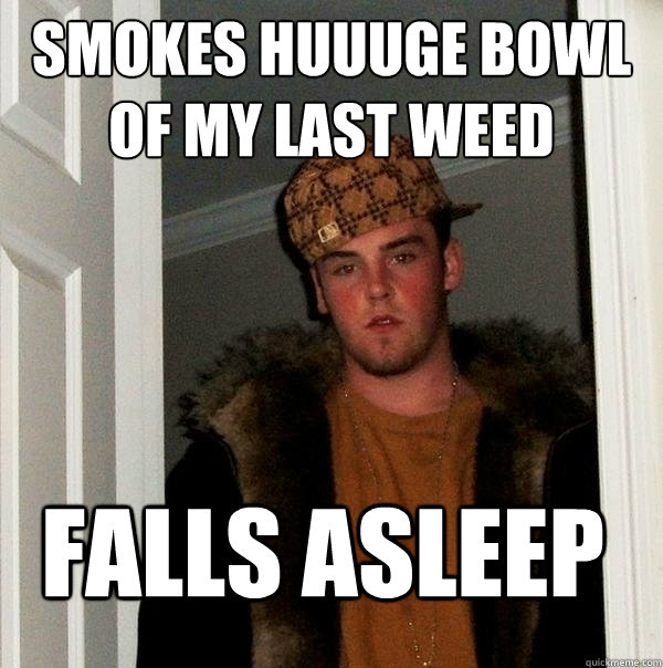 smokes huuuge bowl of my last weed Falls asleep - smokes huuuge bowl of my last weed Falls asleep  Scumbag Steve