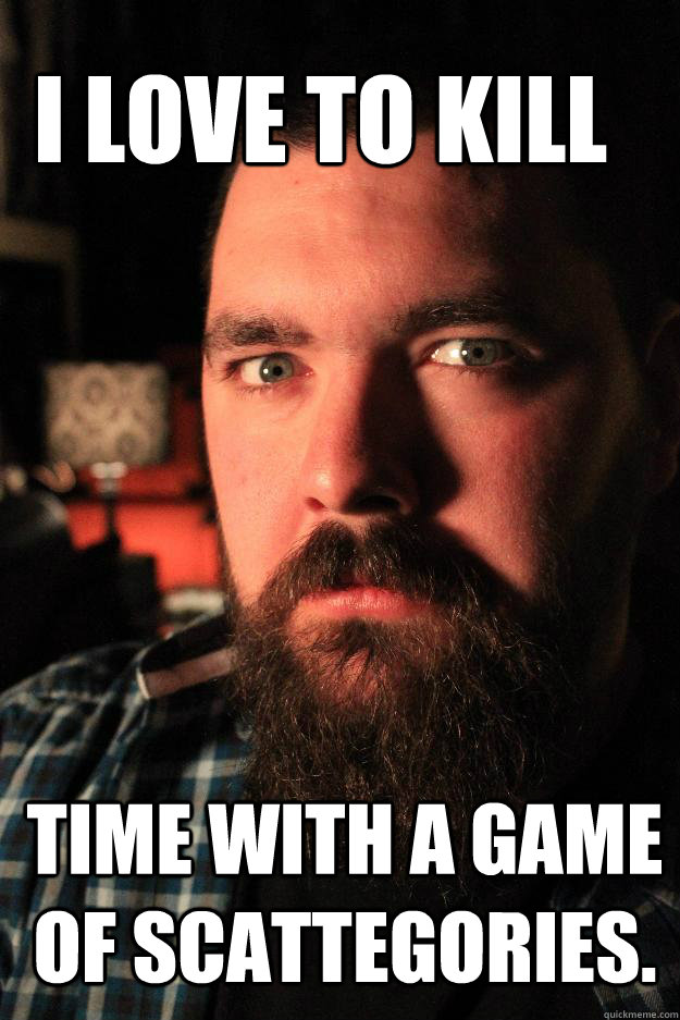 I love to kill time with a game of scattegories.  Dating Site Murderer