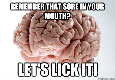 Remember that sore in your mouth? Let's Lick it!  Scumbag Brain